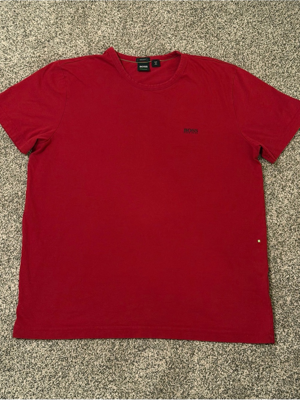 Hugo Boss Men's Red Crewneck Tee with Subtle Logo